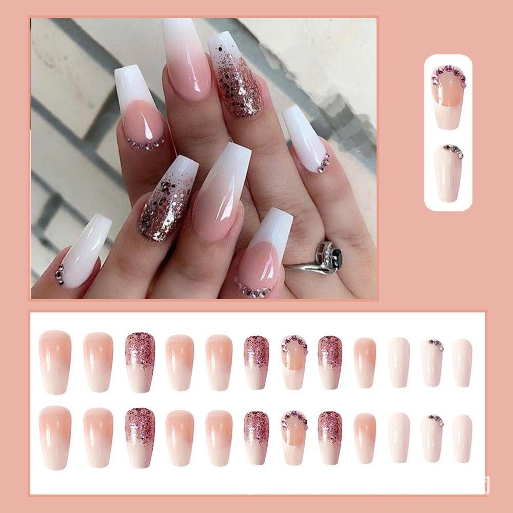 

Detachable Full Cover Press on Nails Wearable Long French Fake Nails Luciite