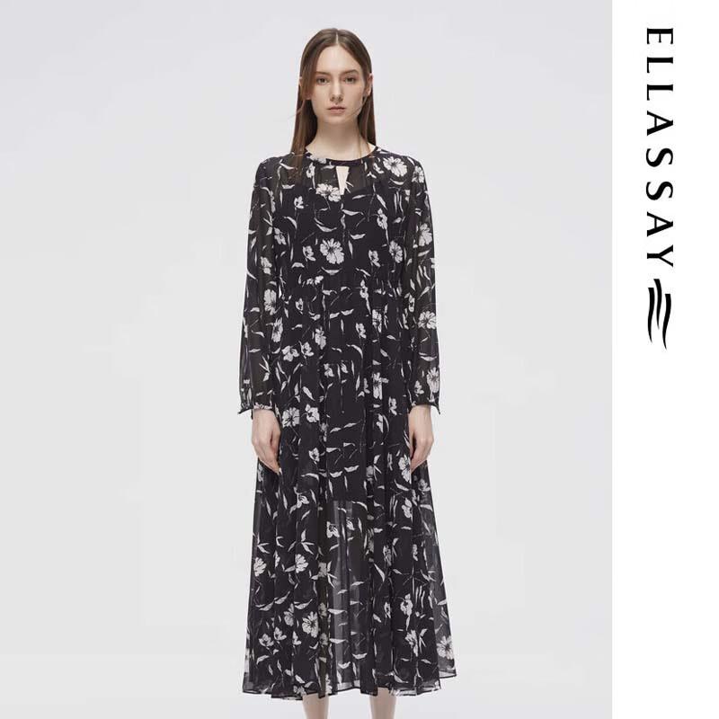 

ELLASSAY Elegant Jacquard French Pattern Mid-length Dress S