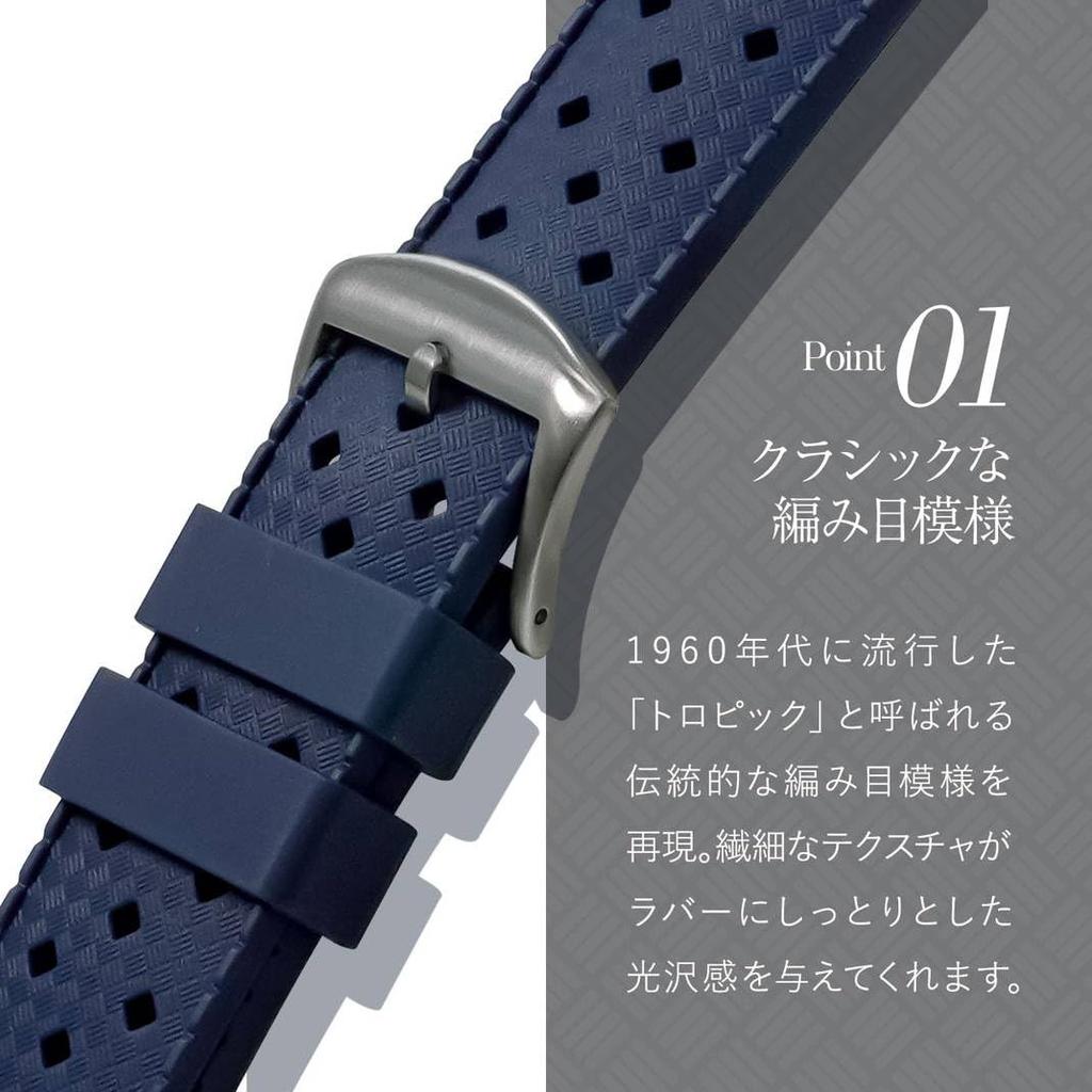 Watch Strap, Band, Rubbersilicone, Fully Waterproof, Cassis U1061198, 22mm, Blue.