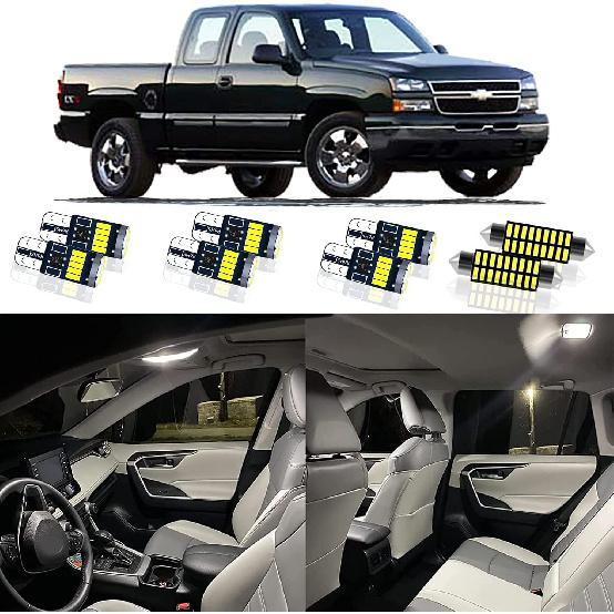12pcs Silverado Interior Light Replacement Bulbs for Chevrolet Chevy Silverado/GMC Sierra 1999 2000 2001 2002 2003 2004 2005 2006 Super Bright 6000K