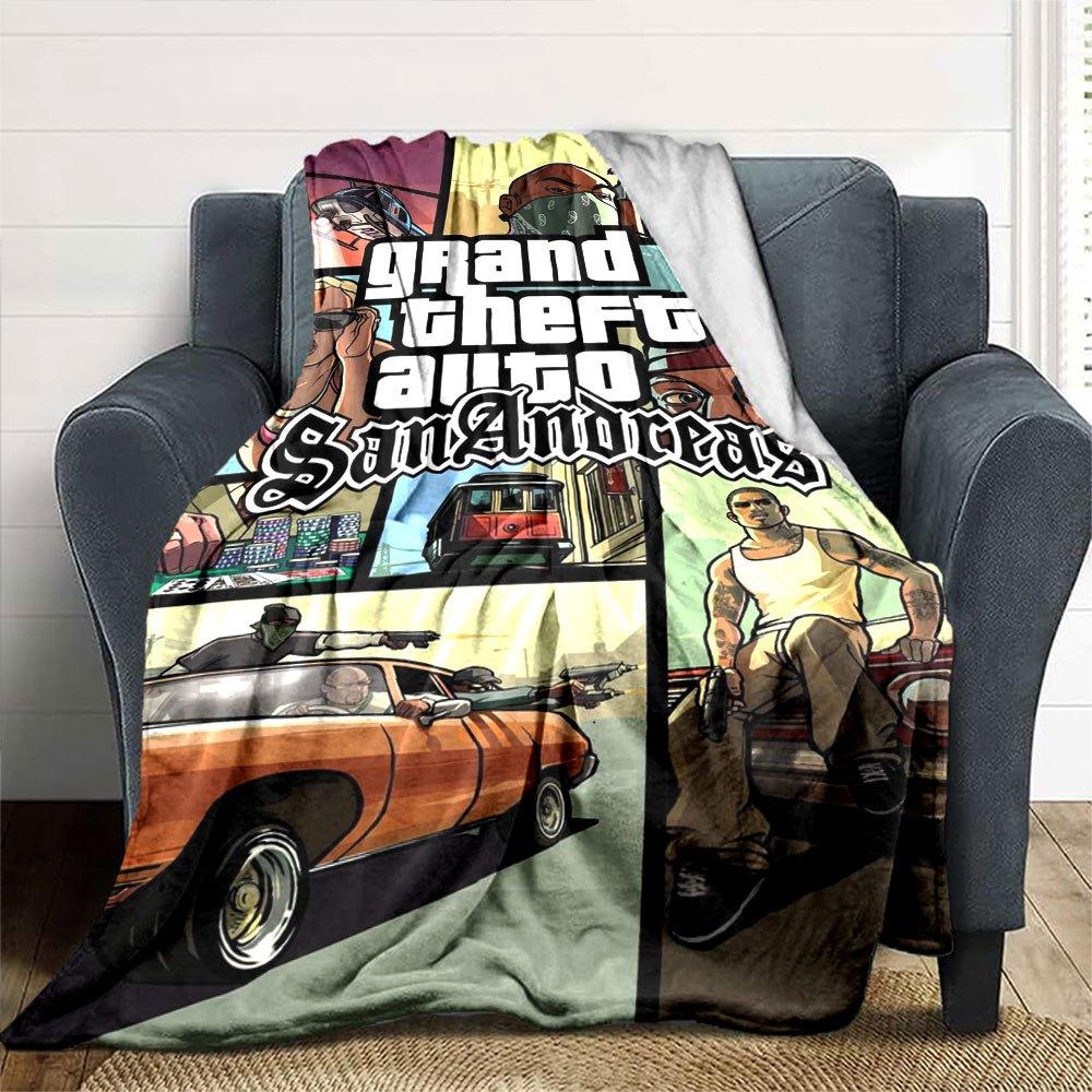1pc Grand Theft Auto Soft Flannel Blanket with Designer Print A cozy blanket for all seasons, perfect for the couch, bed, office
