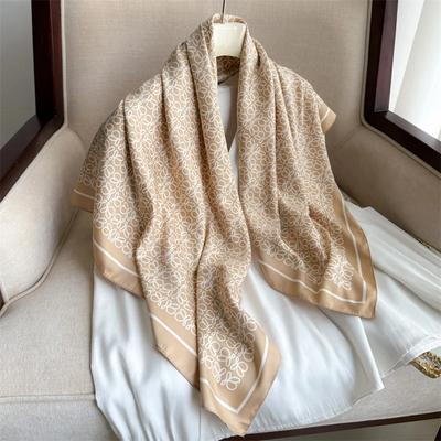 High Quality 90X90 Cm Printed Scarf Breathable Lightweight Silk Feel Scarves Printed Musilim Lady Hijab