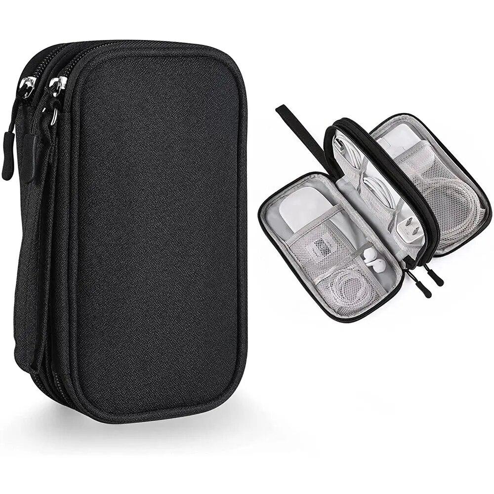 

1Pc NEW Travel Organizer Bag Cable Storage Organizers Pouch Carry Case Portable Waterproof Double Layers Storage Bags Cable Cord