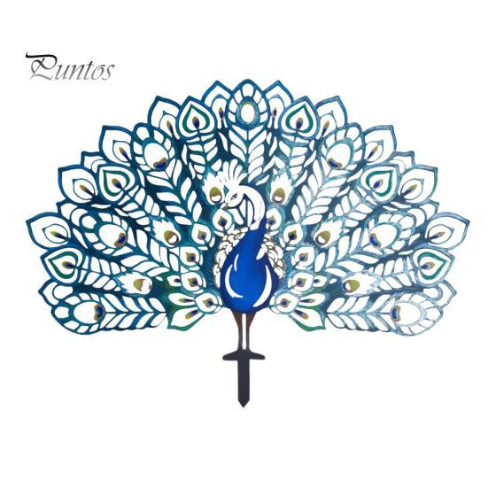 

Павлин садовый кол, простая установка, полый металлический двор, художественная статуя животного для украшения газона на открытом воздухе синий