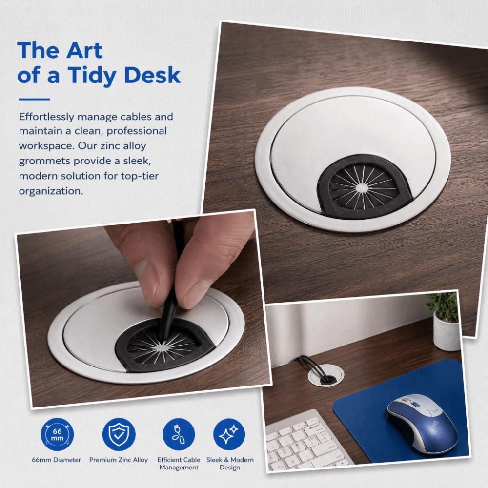 4pcs Zinc Alloy Cable Hole Cover 60mm Diameter Wire Cord Organizer Durable Desk Grommet Office