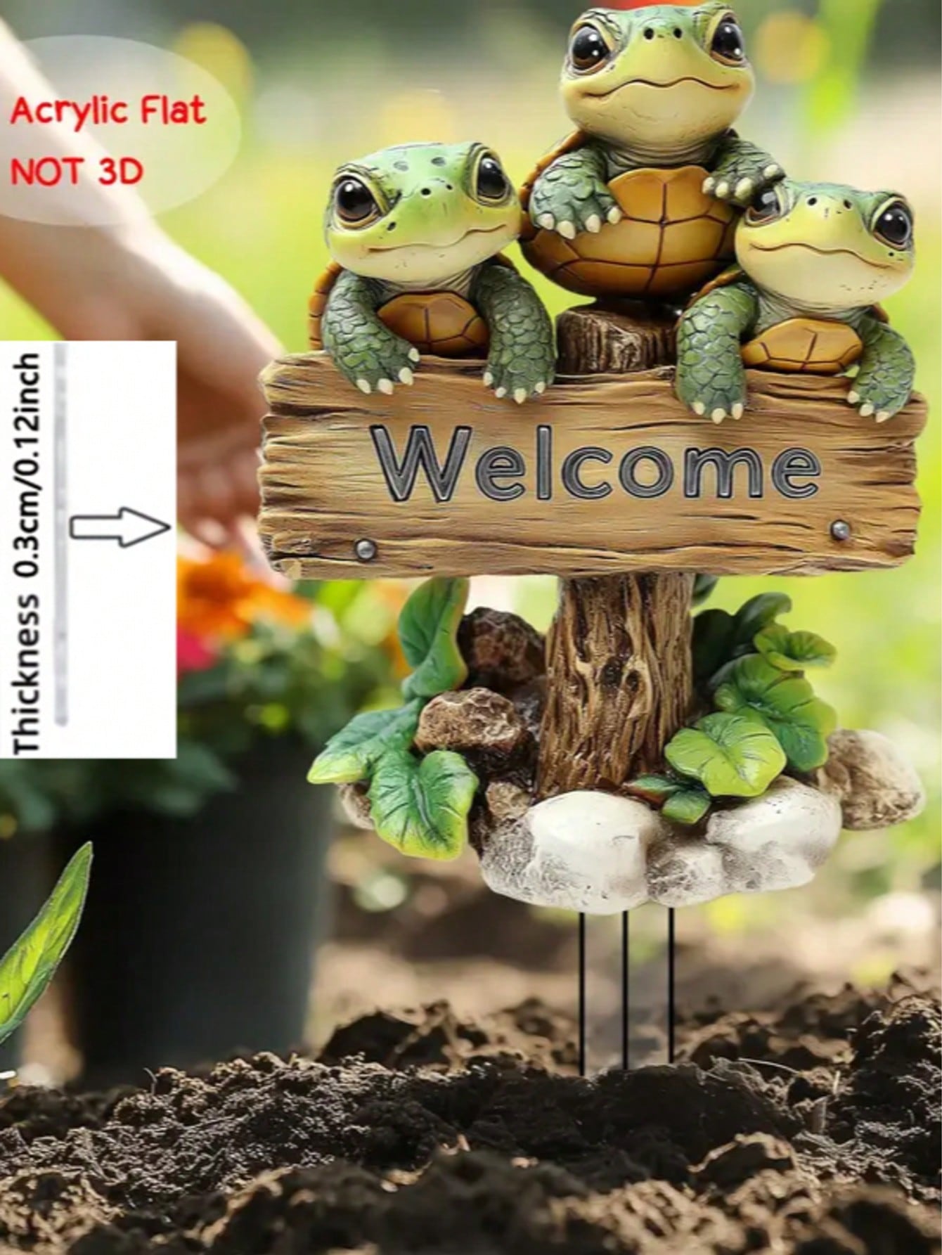 

1 шт. 11,81 дюйма декоративный колышек для сада в виде черепахи, высококачественное уличное украшение, подходит для дворов и газонов, животная тематика