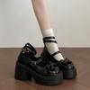 Spring Platform Thick Bottom Women Lolita Mary Jane Shoes Butterfly-knot Buckle Strap Shoes Ladies Elegant Heel Dress Pumps