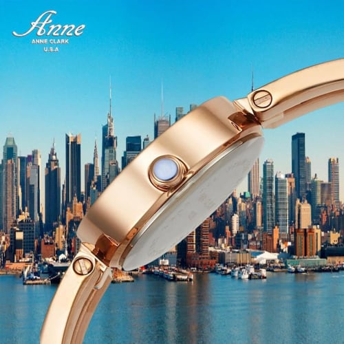 ANNE CLARK Women's Watch, AM1020 Series, Moving Heart & Cross Design, Natural Pink Shell Dial, Natural Diamonds, Skin-Friendly All-Stainless Steel (Pi