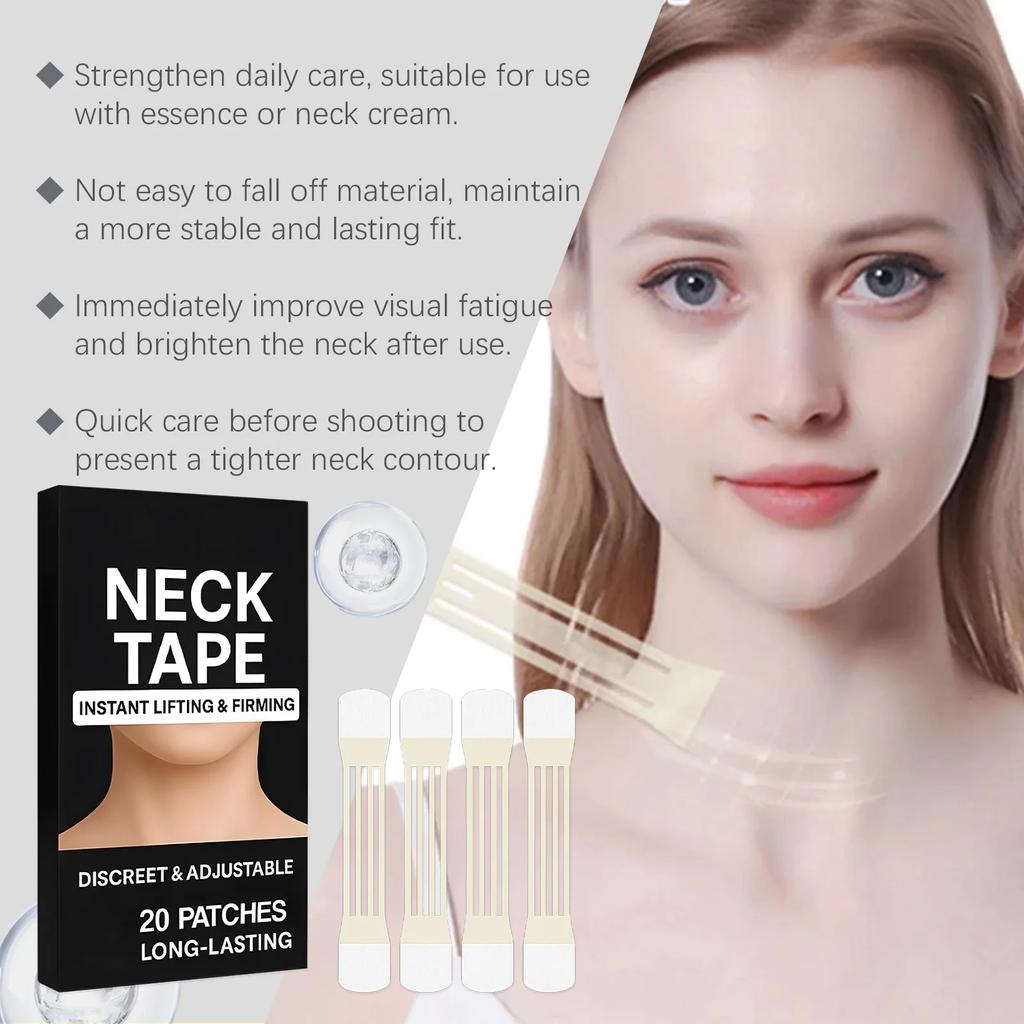 4pcs Invisible Neck Lifting Tape With 20pcs Patch Waterproof Elasticity Neck Wrinkle Removal Adhesive Stickers Face Lift Tape