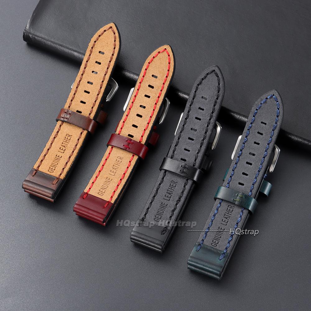 Vintage Cowhide Watch Strap Bracelet Genuine Leather 18mm 20mm 22mm 24mm Watchband Women Men Fashion Watch Band Universal Belt