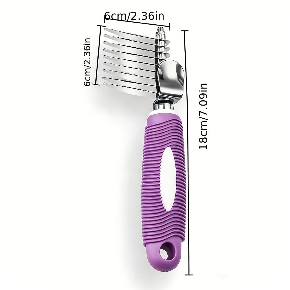 

Safe Dematting Comb for Pets: Rounded Steel Teeth, Anti-Slip Handle. Removes Tangles, Mats & Loose Fur for Long/Short Hair. фіолетовий