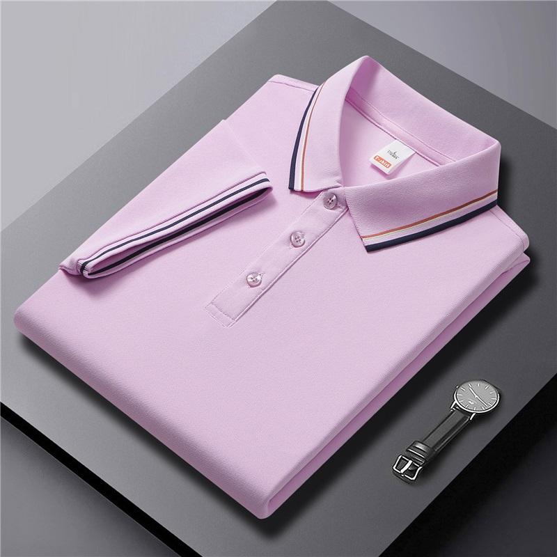   Men's Summer Striped Collar Polo Shirt Short Sleeve Business Casual Breathable