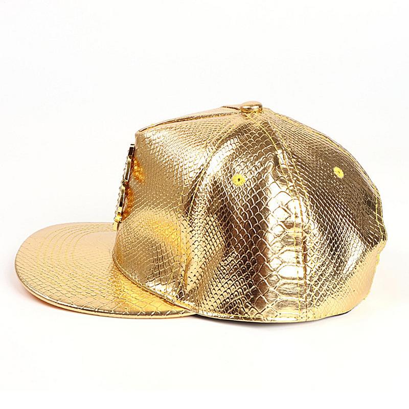 Crocodile Caps Gold Dollar Sign Break Flat Brim Hat Hip Hop Fitted