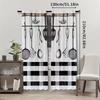 2pcs Kitchen Utensil Gingham Curtains   Light Filtering   Polyester   Farmhouse Cafe Window Decor   Rod Pocket
