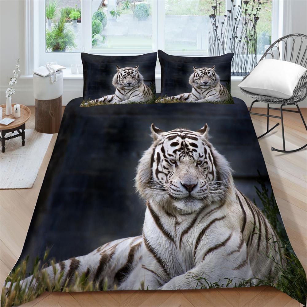 3D Bedding Set Tiger Print Quilt Cover Soft Breathable Comfortable Comforter Duvet Covers Pillowcase  Polyester