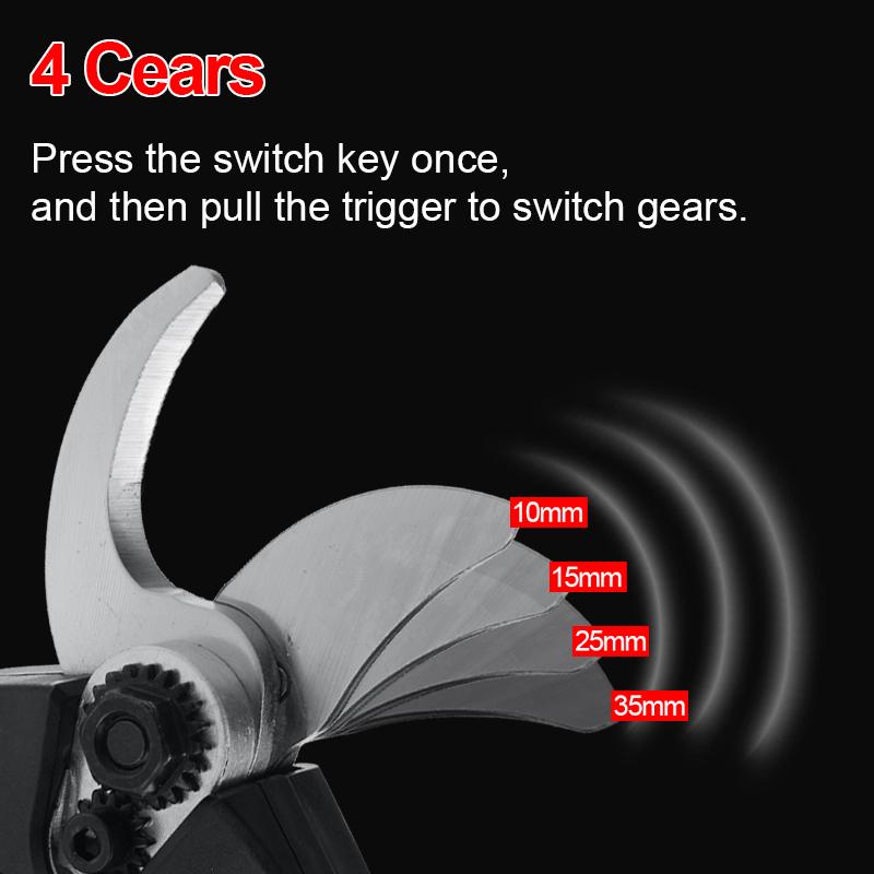4-Speed Cordless Electric Pruning Shear Scissors 88V 7500mah Bonsai Pruning Branches Cutter Orchard Garden Tools for Battery 35mm