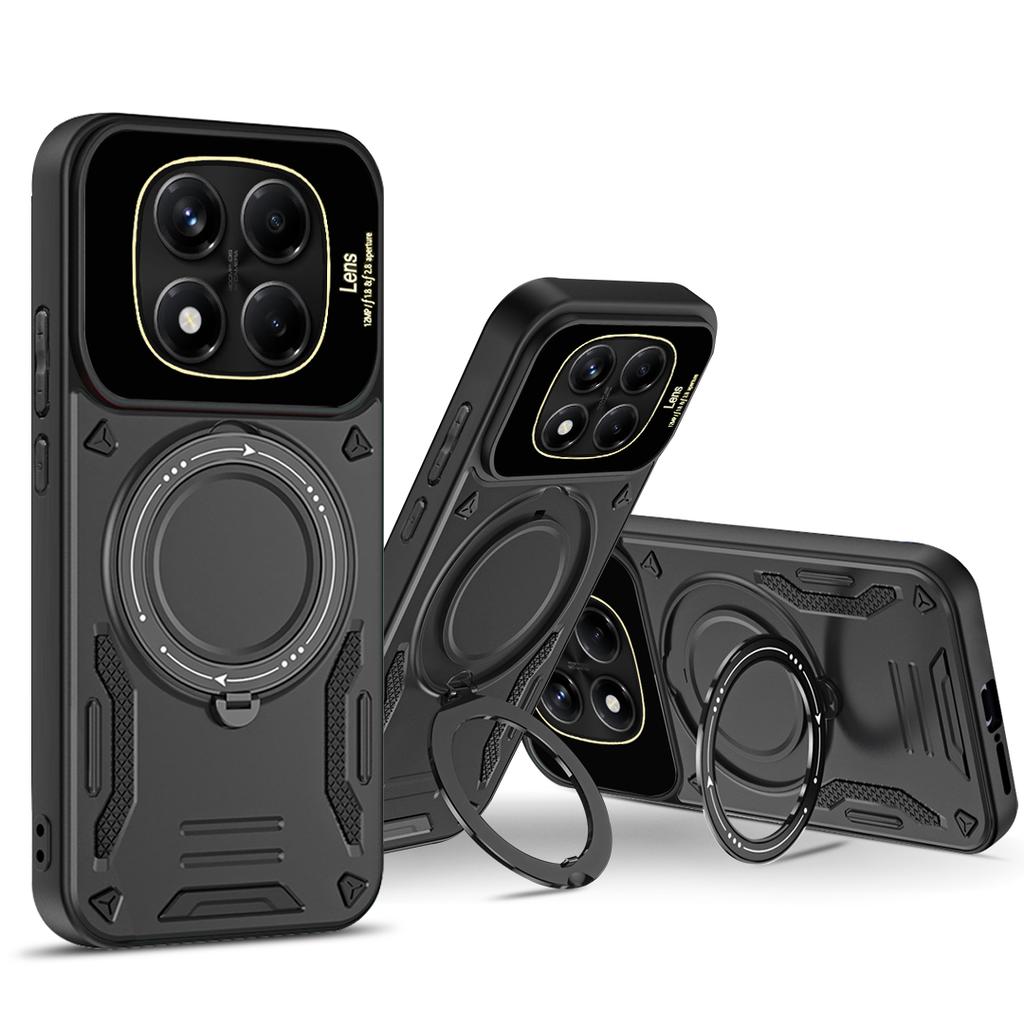 Luxury Armor Magsafe Wireless Charging Case For Xiaomi Redmi Note 13 14 Pro Plus 5G Note 14S 13 4G Magnetic Bracket Bumper Cover