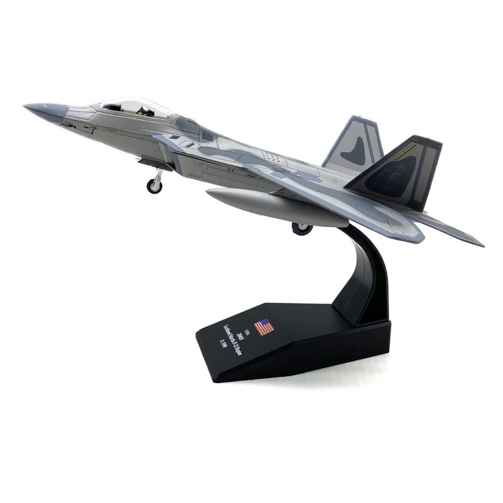 1/100 Scale F-22 Raptor Fighter Alloy Plane Metal Fighter Jet Model Diecast Military Aircraft Model Plane Decor Collection