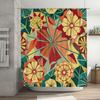 Vibrant Floral Shower Curtain Modern Geometric Design for Bathroom Decorations Green Red Yellow Flowers Waterproof Fabric with H