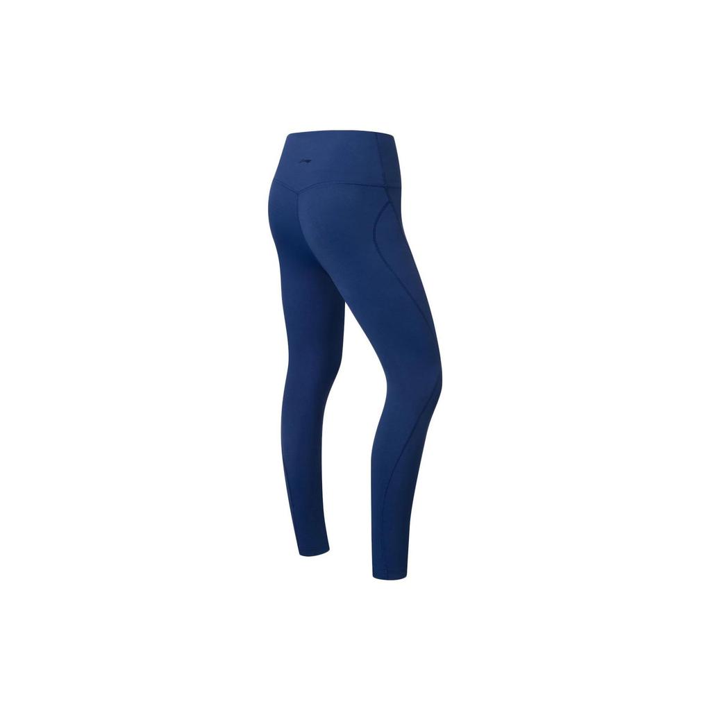Li Ning Fitness Series Solid Color Mixed Performance Shaping Leggings Women Leggings Blue AULS052-8