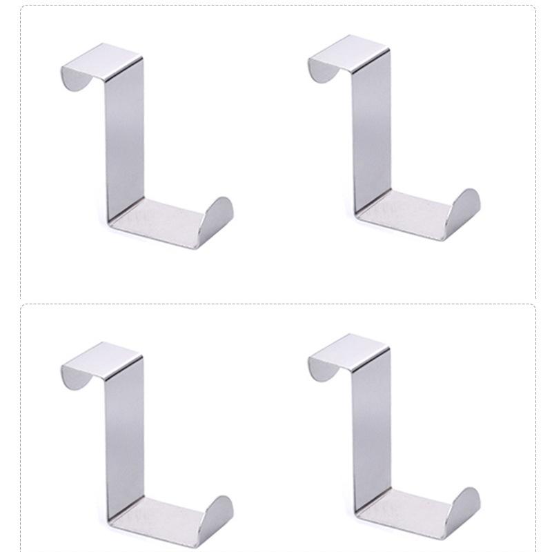Stainless Steel Z Hooks Behind The Door Kitchen Cabinet Door On The Dormitory Wardrobe No Punching Door Back Dual-purpose Hanging Coat Hooks