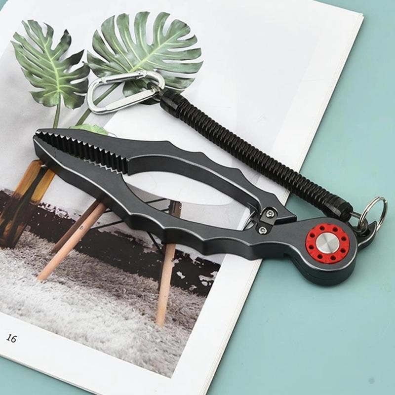 Fishing Pliers with Coiled Strap Portable Fish Mouth Grabber Fish Grippers Replacement Clamps Fish Holder Grippers Tool