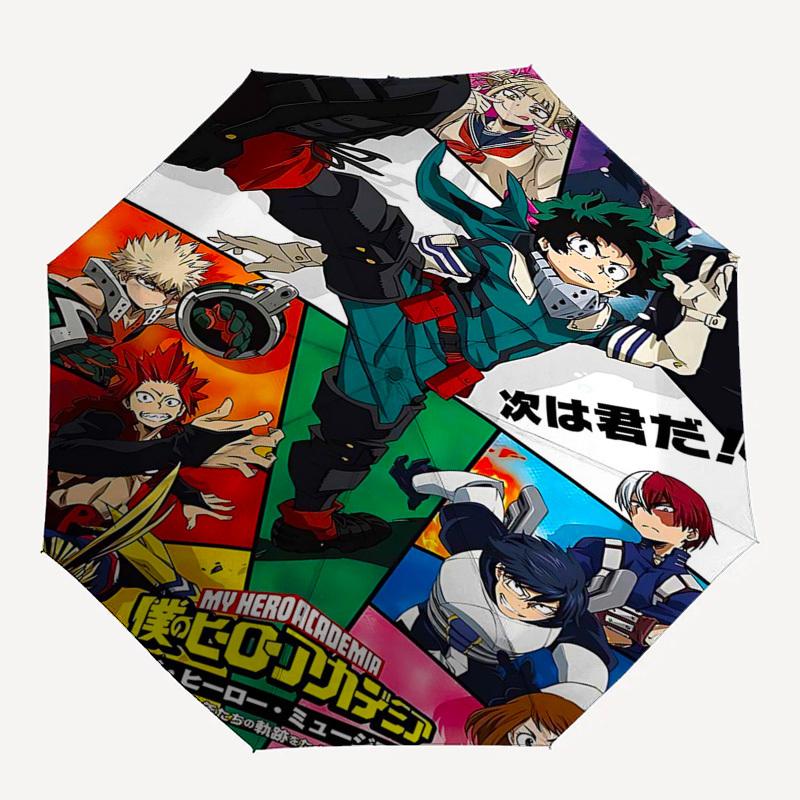1pc My Hero Academia: Automatic Folding Umbrella, Portable 3-Fold Design, 8-Bone Iron Frame, Outdoor, Ideal Gift for Fans, Travelers, Everyday Use.T05