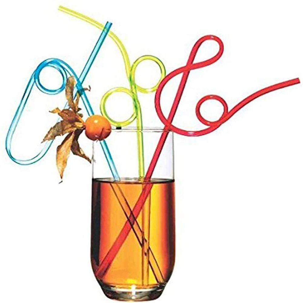 

Kitchen Home Bar Cafe Various Styling Drinking Accessories Disposable Curly Straws Straight Bend