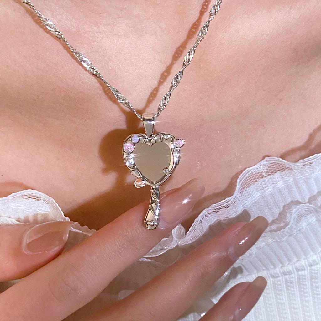 Magic Mirror Necklace for Women Girls Fashion Wedding Party Jewelry Accessories Gold Silver Plated Princess Necklaces
