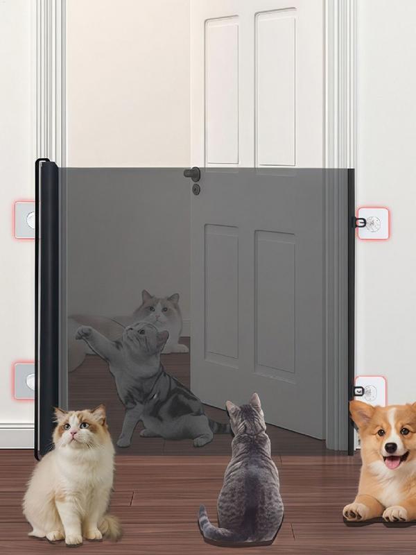 Retractable Pet Safety Gate Wide, Indoor Mesh Fence for Dogs & kitten, Mounting Accessories Included for Doors Hallways