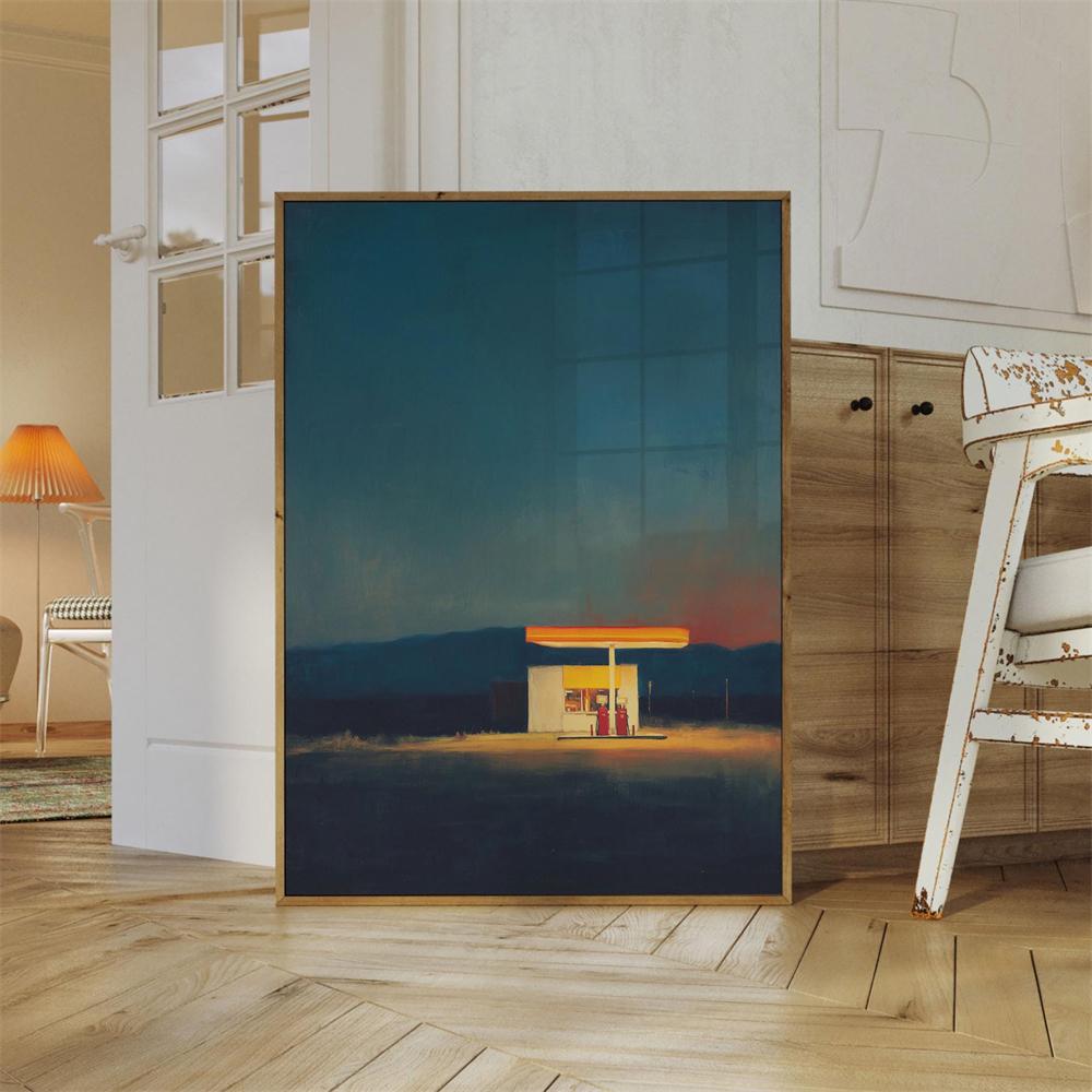 Edward Hopper Nighttime Platform Poster Urban Solitude Modern Art Print Edward Hopper Art Canvas Painting 21X30CMNo Framed