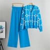 Women's Autumn And Winter Knitted Wide Leg Pants Sweater Suit Loose And Stylish Two Piece Suit