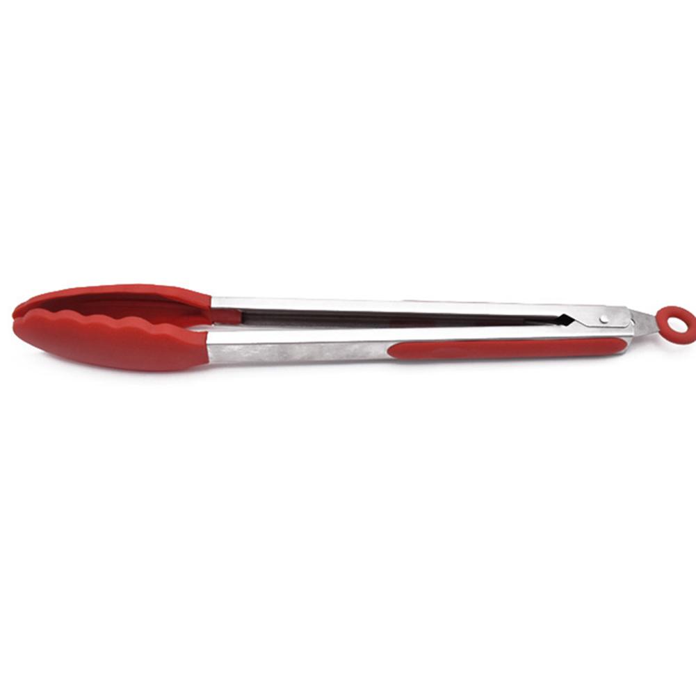 Healthy  Anti-Slippery Food Tong Heat-Resistant Clip Silicon Stainless Steel Pincer Kitchen Tool