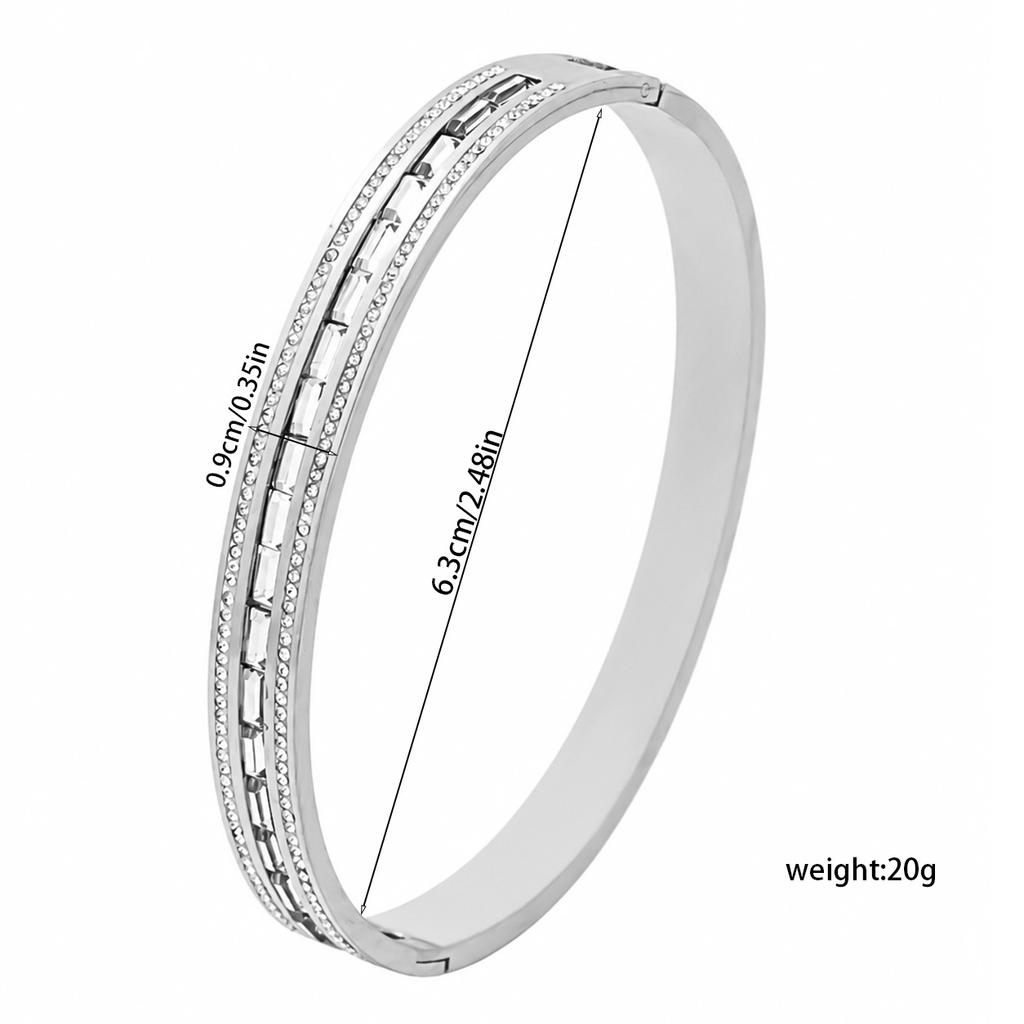 Hot-selling titanium steel bracelet European and American INS three-row diamond-encrusted design, light luxury texture fashionable stainless steel