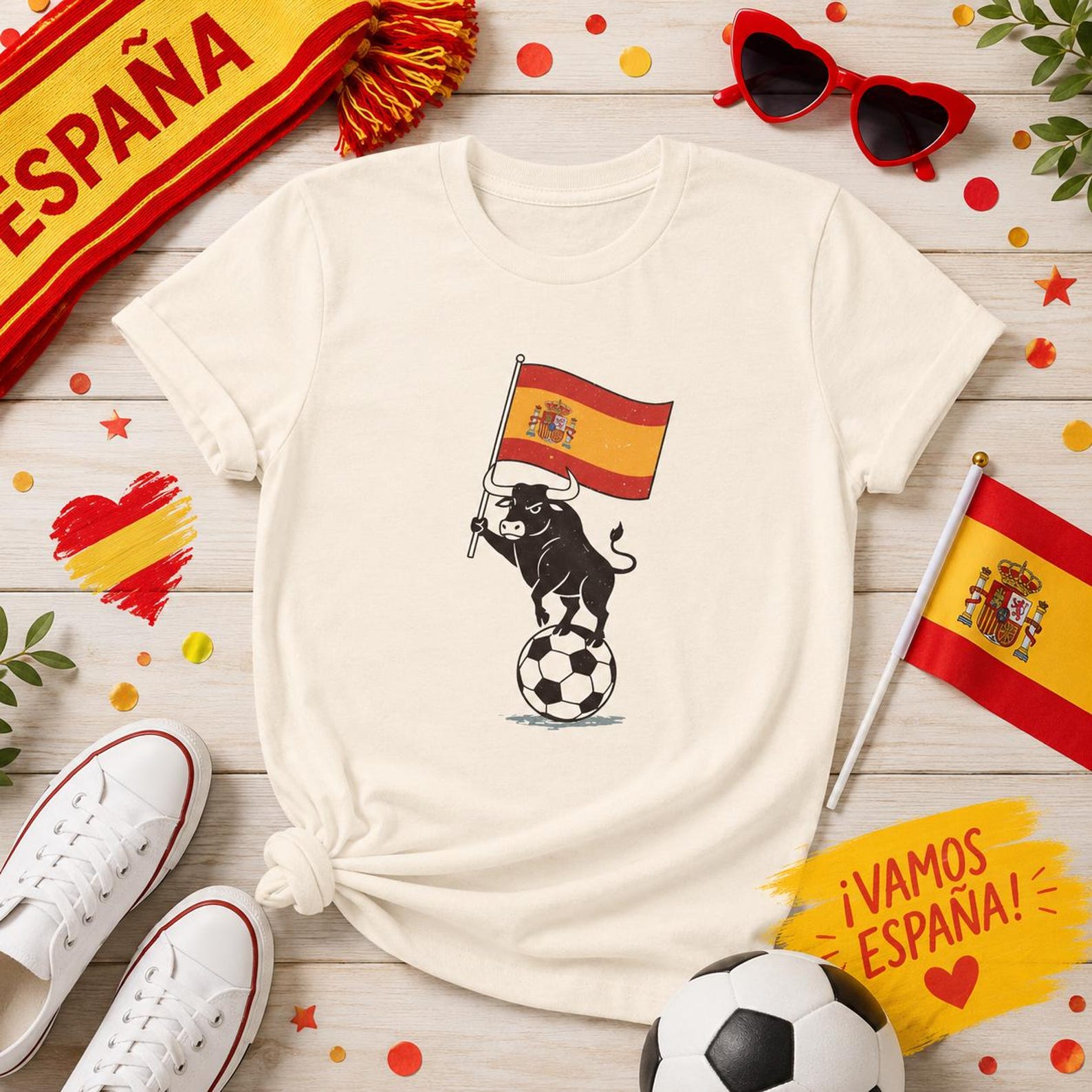 Spanish Bull Youth Soccer Tee I Spain Flag Football Shirt S