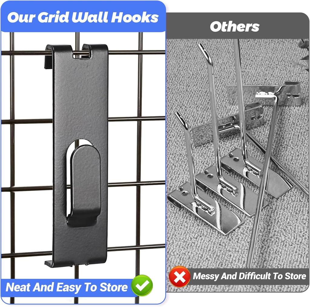 Grid Wall with Slotted Hooks Multifunctional Hanging Accessories Suitable for Office and Home Black 25PCS