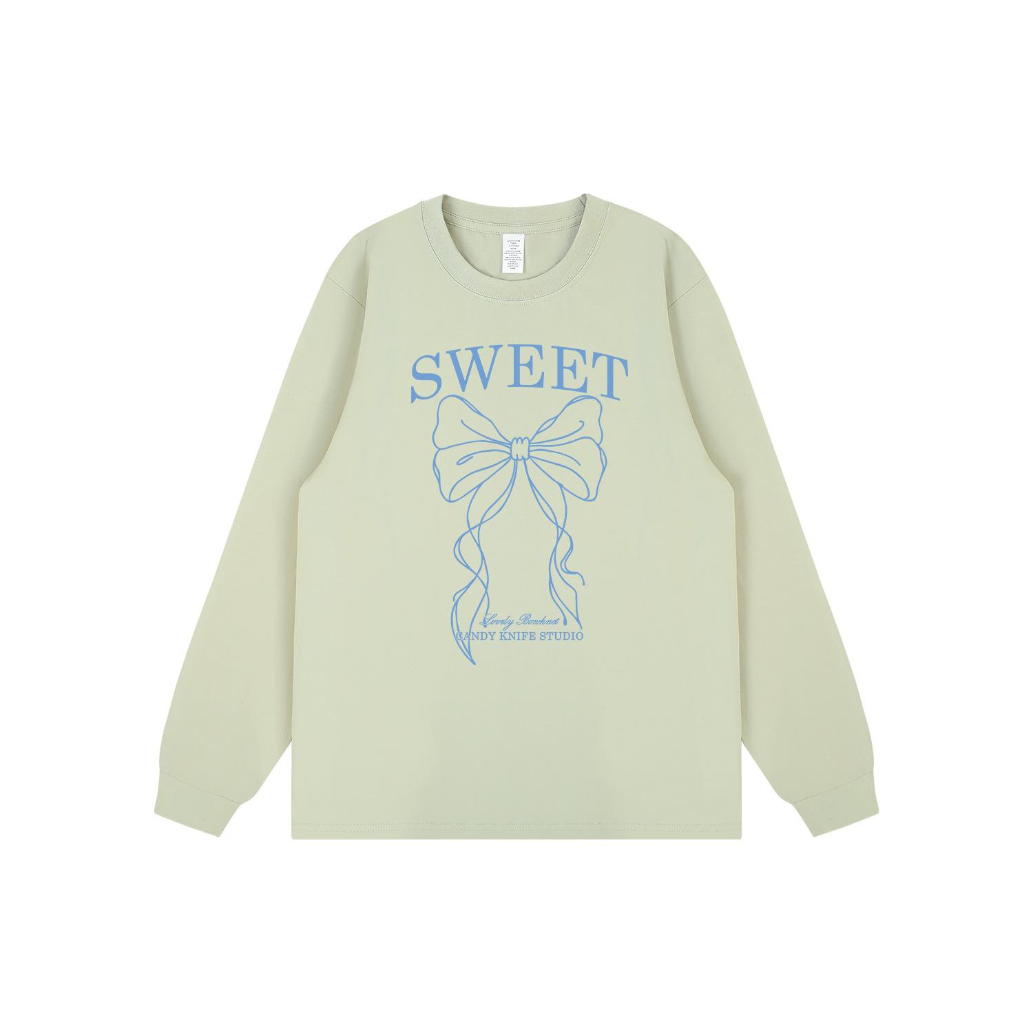 

Trendy Bow Print Korean-Style Loose Long Sleeve T-Shirt for Autumn and Winter XL белый