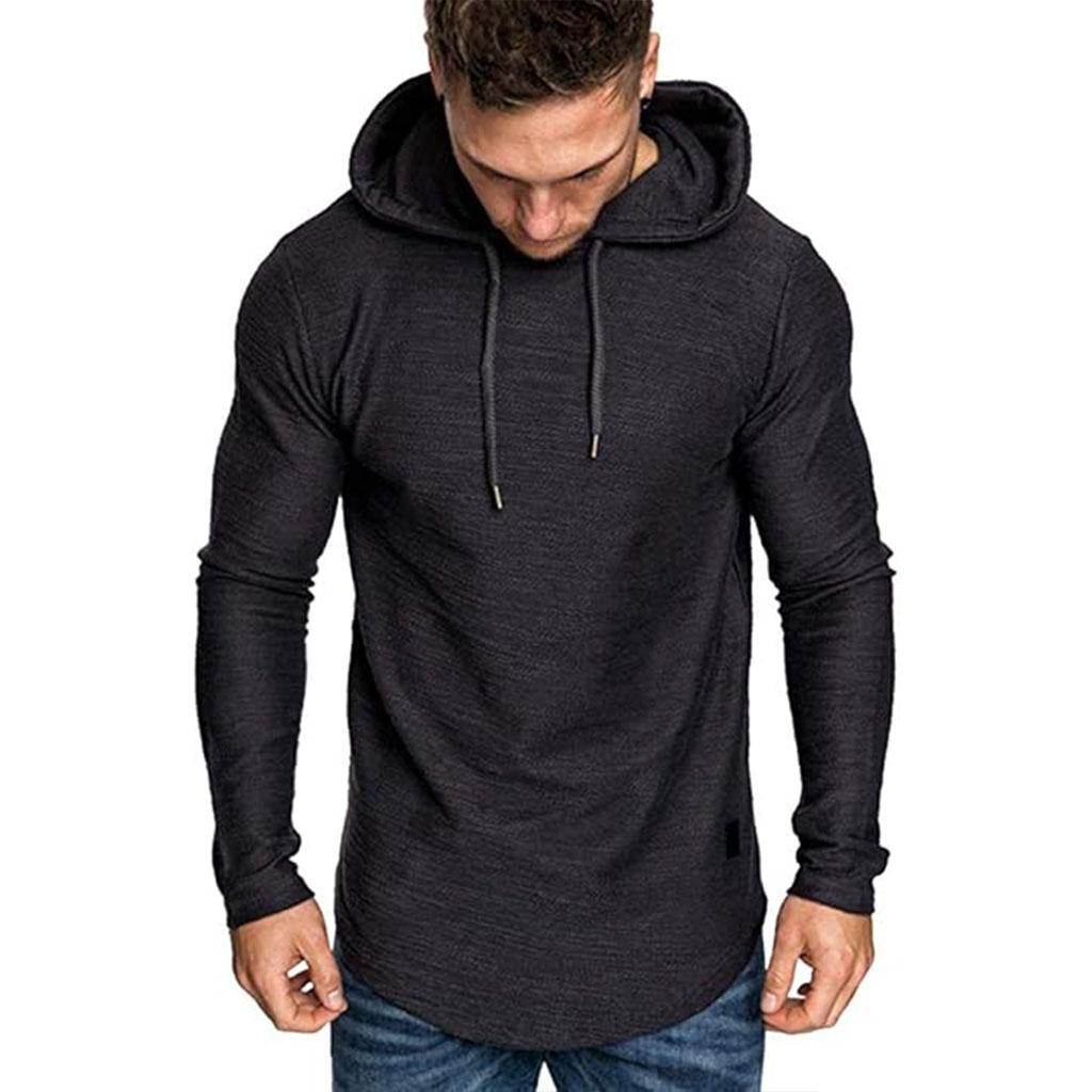 King Billion Spring Collection Men's Stylish Long Sleeve Hoodie - Curved Hem, Branded Tag & Drawstring Hood - Casual Streetwear Essential