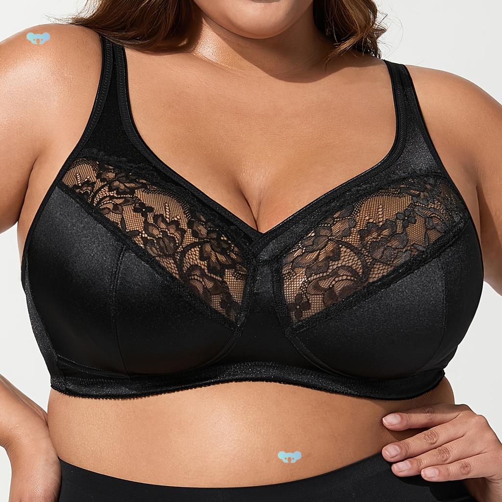 Braletă elegantă de damă plus size, respirabilă, cu bordură din dantelă