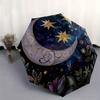 Starry Night Moon and Stars Decorative PlateUmbrella with Cute Design, Portable 3-Fold Compact Umbrella for Men & Women, Valentine's Day Mother's Day