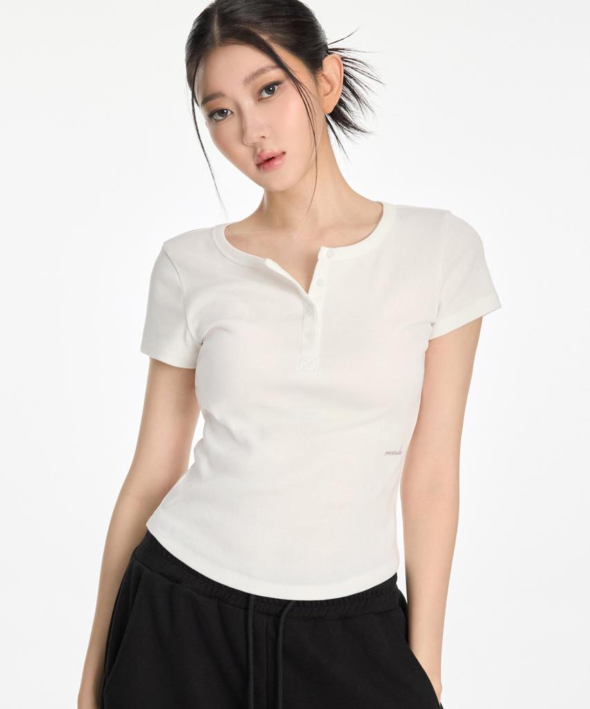 1993STUDIO W Basic Henley Neck T-Shirt (3 Colors)