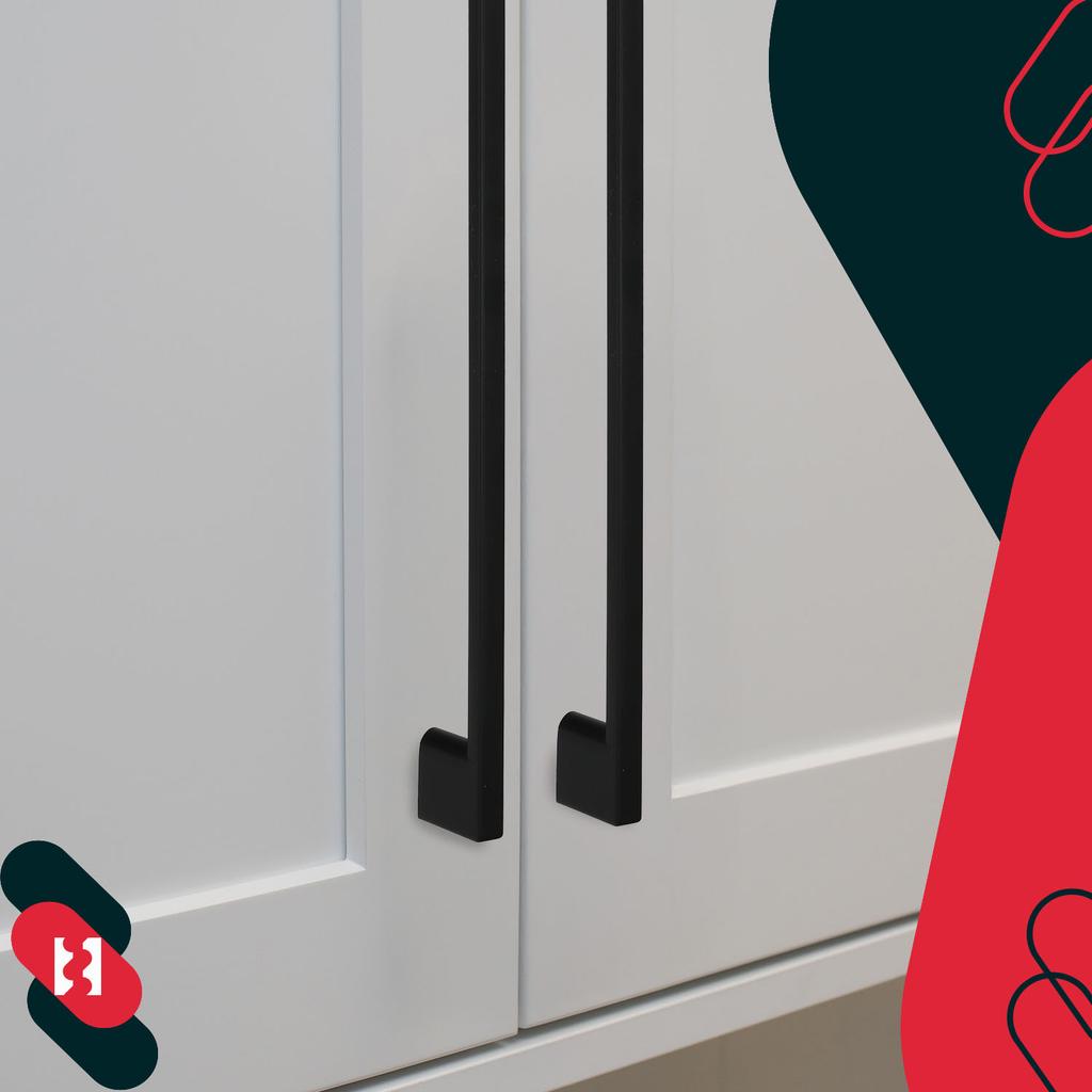 Kotarbau® Kitchen Furniture Handle Classic Modern Oblong Long Matte Black 358 Mm Spacing 320 Mm Set Of 6