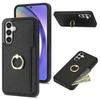 For Samsung Galaxy S23 FE Finger Ring Kickstand Phone Case PU Leather+TPU Card Holder Cover