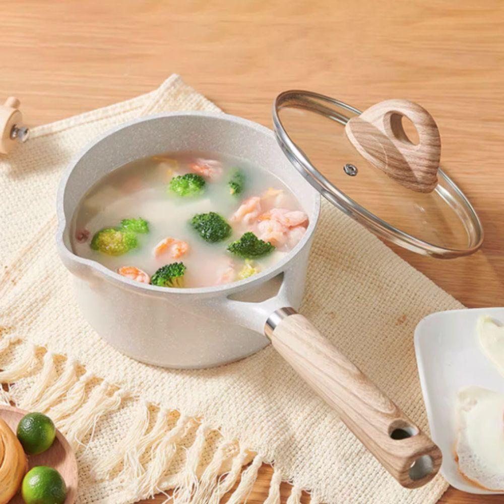 Spout Design Aluminum Zinc Zinc Alloy Milk Pot Non-stick Soup Pan Mini Saucepan  Stove