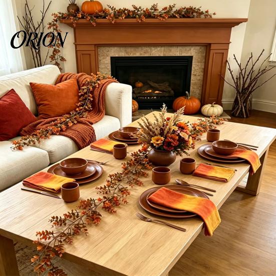 Realistic Plastic Bouquet for Home Artificial Fall Eucalyptus Garland, Autumn Money Leaf Vine Faux Greenery Maintenance Free Floral Decor Thanksgiving