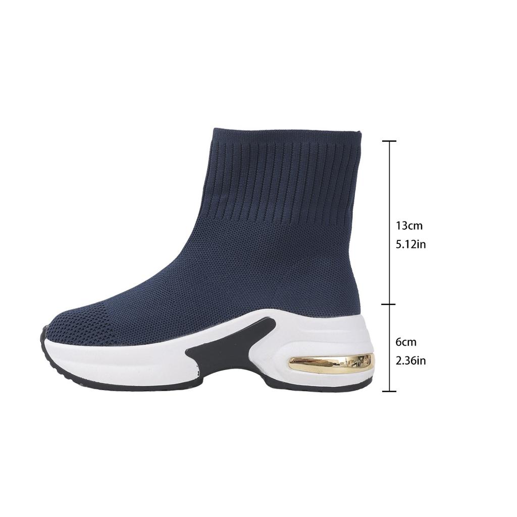 Fashion Aphixta Cotton Fabric Stretch Boots for Woman Wedge Heel Breathable Woman Ankle Boots 6cm High Shoes for Woman Botas De Mujer