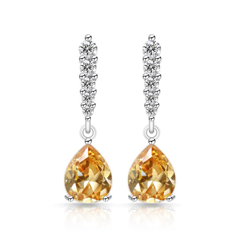 Fashion Classic  925 Sterling Silver Shining Water Drop AAA Zircon Women's Earrings