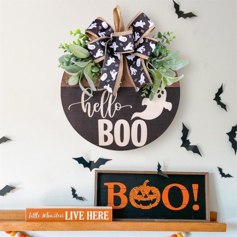 Festival Halloween Skull Welcome Sign Handmade Wood Plaque Door Hanger for Door or Garden Decoration Party Supplies