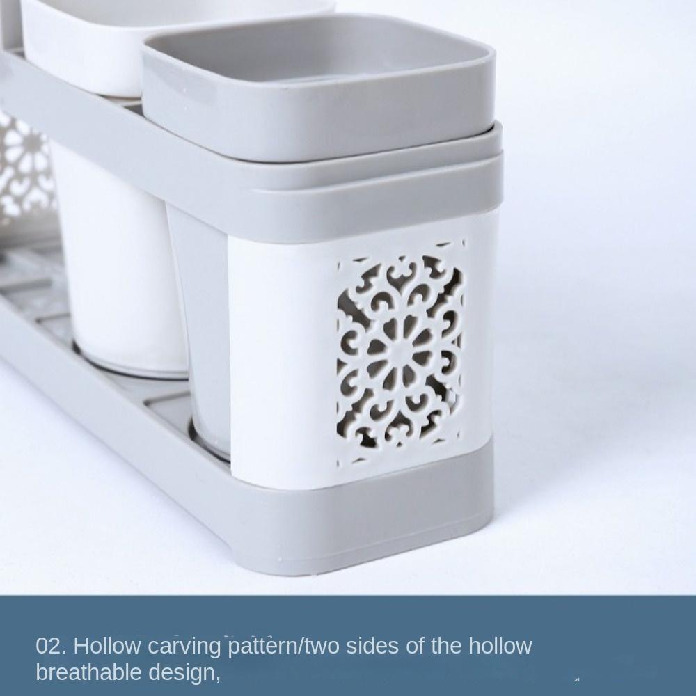 Creative Washing Cup Holder Hollow Design Multifunction Toothbrush Holder Set Independent Grids Thicken Bottom