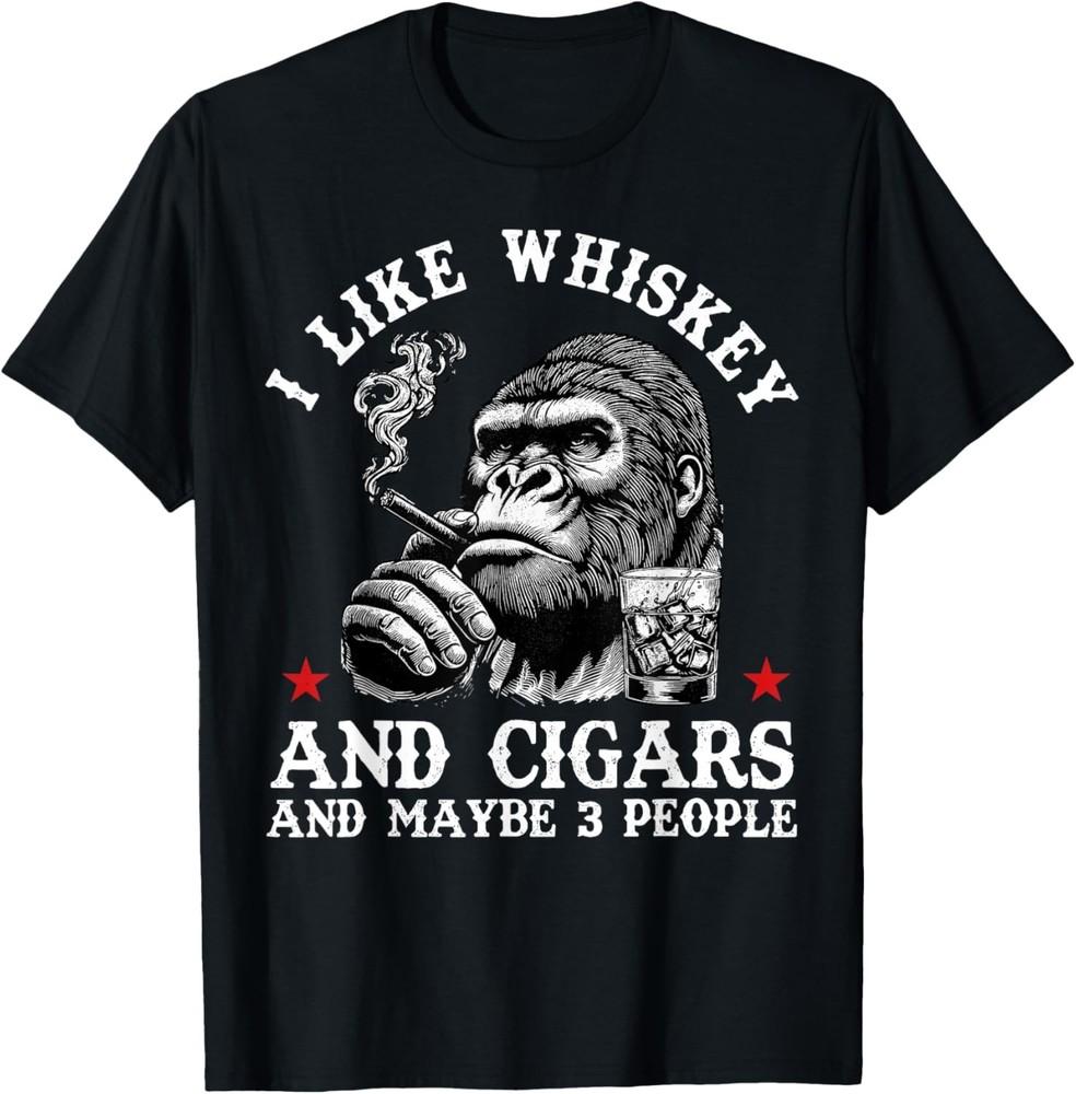 Retro Ich mag Whiskey und Zigarren und vielleicht 3 Leute Affe T-Shirt unisex T-Shirt